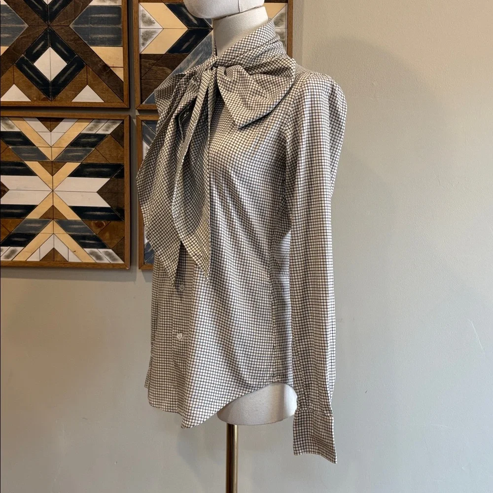 Vintage Ralph Lauren Button-Front Long Sleeve Top with Scarf size 2 Slim Fit - Picture 8 of 16